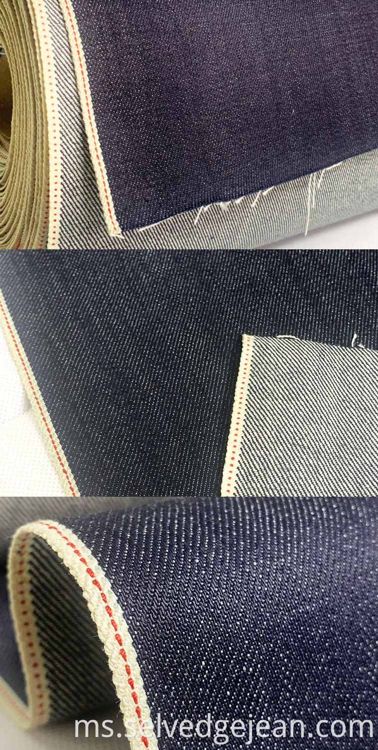 Harga saham borong 12oz kain denim berkualiti tinggi 100% kapas organik jepun vintaj selvedge jeans jeans fabrik